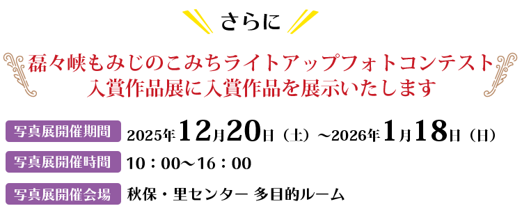 磊々峡もみじのこみちライトアップフォトコンテスト入賞作品展